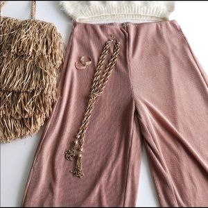 Anthropologie Pink Pleated Wide Leg Pants